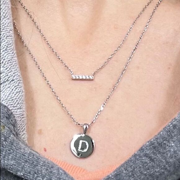 Silver Initial Alphabet Lettet Pendant Necklace - Picture 6 of 7